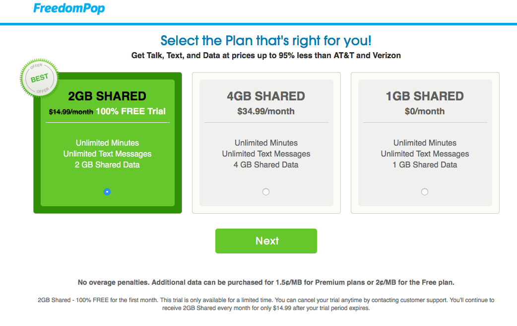 FreedomPop Family Plans